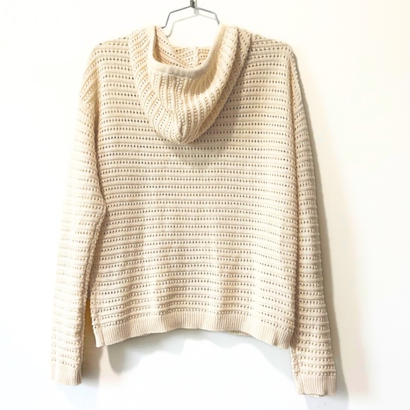 Rachel Zoe Open-Knit Zip Hoodie Cream Size L - Picture 6 of 7